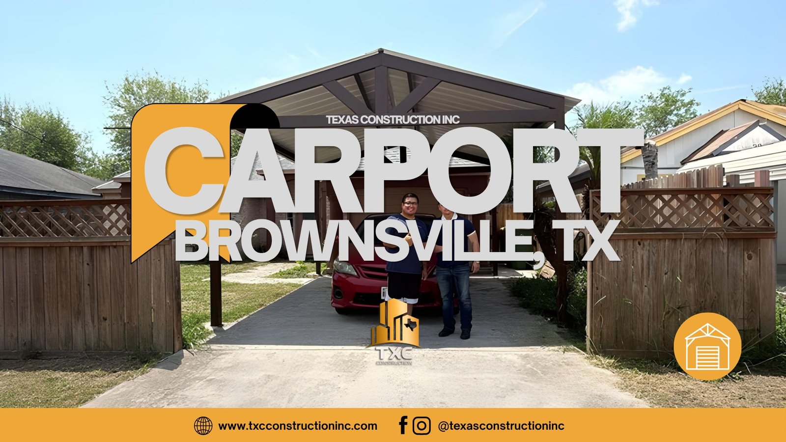 Complete Carport installation in Brownsville, TX - Texas Construction Inc.